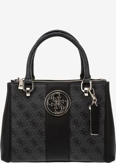 Серая сумка с монограммой бренда Guess