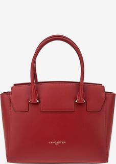 Красная кожаная сумка с короткими ручками Lancaster