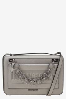 Серебристая сумка с дополнительным клатчем Love Moschino