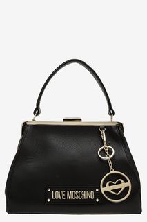 Черная кожаная сумка со съемным плечевым ремнем Love Moschino
