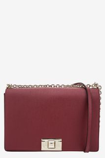 Кожаная сумка бордового цвета с откидным клапаном Mimi Furla