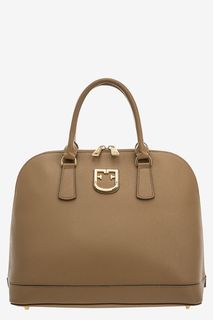 Коричневая кожаная сумка с дополнительным плечевым ремнем Fantastica Furla