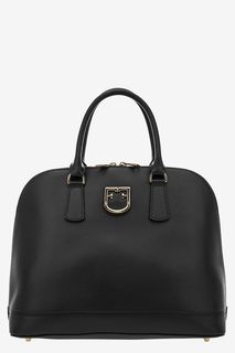 Черная кожаная сумка с дополнительным плечевым ремнем Fantastica Furla