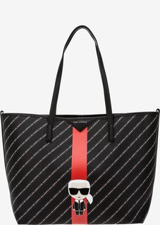 Вместительная черная сумка в форме трапеции Karl Lagerfeld