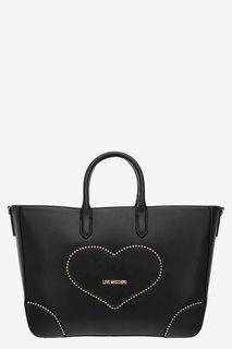 Вместительная черная сумка в форме трапеции Love Moschino