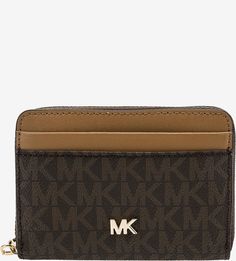 Визитница коричневого цвета с монограммой бренда Money Pieces Michael Michael Kors