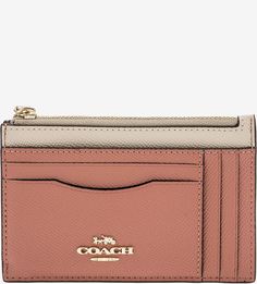 Бежевая визитница на молнии Coach