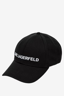 Черная бейсболка из хлопка с логотипом бренда Karl Lagerfeld