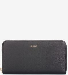 Черный кошелек на молнии из мягкой кожи Dkny