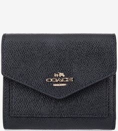 Синий кожаный кошелек на кнопке Coach