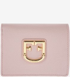 Розовый кожаный кошелек с металлическим декором Belvedere Furla