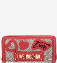 Текстильный кошелек на молнии Love Moschino