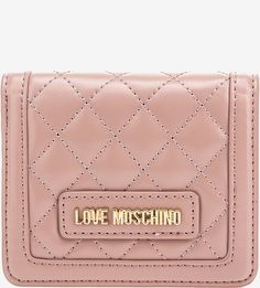 Розовый стеганый кошелек на кнопке Love Moschino