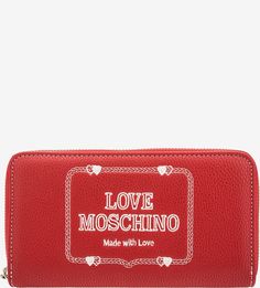 Красный кошелек с контрастной вышивкой Love Moschino