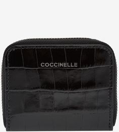 Черный кожаный кошелек с выделкой под рептилию Metallic Croco Coccinelle