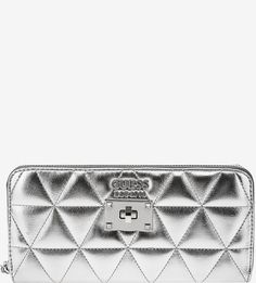 Серебристый кошелек со съемной петлей на запястье Guess