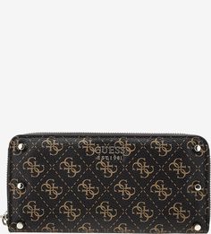 Коричневый кошелек с монограммой бренда Guess