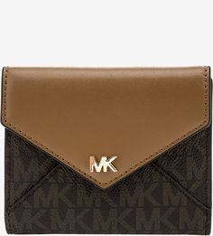Кошелек коричневого цвета с монограммой бренда Money Pieces Michael Michael Kors