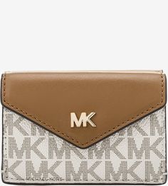 Кошелек коричневого цвета с монограммой бренда Money Pieces Michael Michael Kors