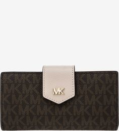 Коричневый кошелек с монограммой бренда Money Pieces Michael Michael Kors
