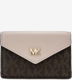 Кошелек коричневого цвета с монограммой бренда Money Pieces Michael Michael Kors