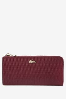Бордовый кожаный кошелек Lacoste
