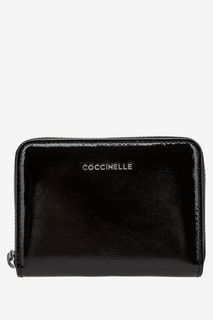 Черный лаковый кошелек на молнии Metallic Naplack Coccinelle