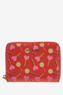 Красный кожаный кошелек с ярким принтом Metallic Lollipop Print Coccinelle
