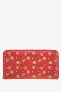 Красный кожаный кошелек с ярким принтом Metallic Lollipop Print Coccinelle