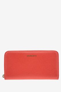 Красный кожаный кошелек на молнии Metallic Saffiano Coccinelle