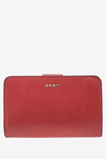 Красный кожаный кошелек с двумя отделами Dkny