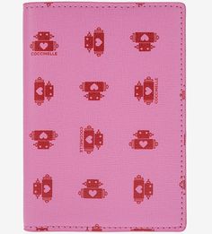 Кожаная обложка цвета фуксии Travel Items Heart Print Coccinelle