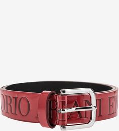 Лаковый ремень красного цвета Emporio Armani