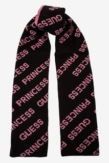 Черный шарф с розовыми вставками Guess