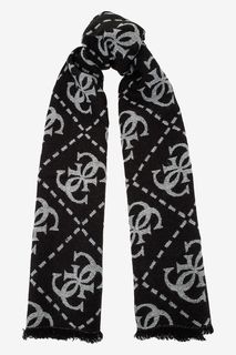 Черный шарф с монограммой бренда Guess