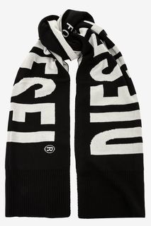 Черный шарф с логотипом бренда Diesel