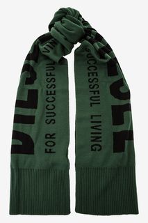 Зеленый шарф с логотипом бренда Diesel