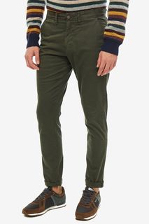 Хлопковые брюки чиносы цвета хаки Pepe Jeans