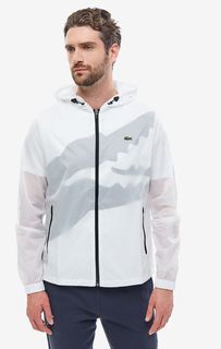 Белая ветровка с капюшоном Lacoste