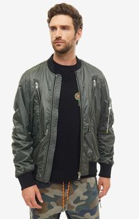 Куртка-бомбер цвета хаки с карманами Diesel