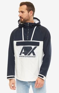 Двухцветная ветровка-анорак с капюшоном Armani Exchange