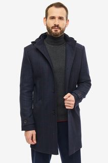 Синее пальто в клетку из шерсти Bazioni