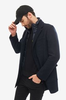 Синее пальто с ветрозащитной планкой на молнии Karl Lagerfeld