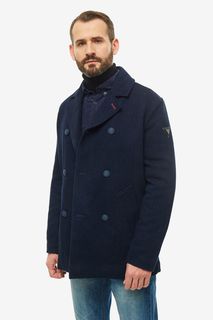 Двубортное демисезонное пальто синего цвета Guess