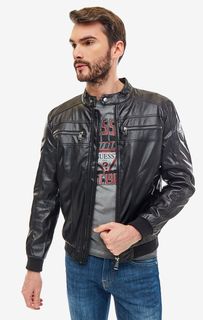 Черная куртка на молнии с карманами Guess