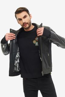 Кожаная куртка косуха с логотипом бренда Karl Lagerfeld