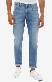 Прямые синие джинсы из хлопка и льна Bleecker Tommy Hilfiger