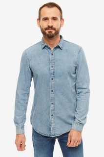 Приталенная джинсовая рубашка на кнопках Tom Tailor Denim