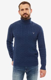 Хлопковая синяя водолазка с косами Gant