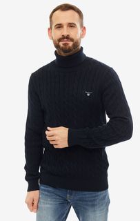 Хлопковая синяя водолазка с косами Gant